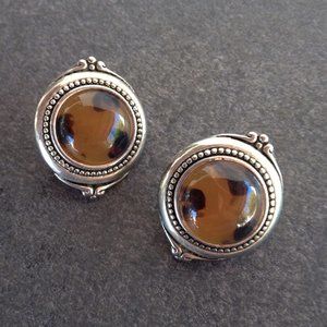 Vintage Silver Tone Halo Earrings